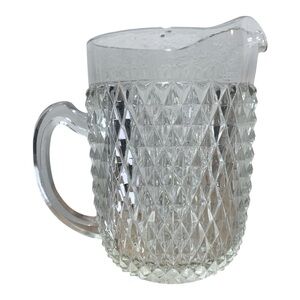 Vintage Indiana Glass Diamond Point Heavy Weight Pitcher